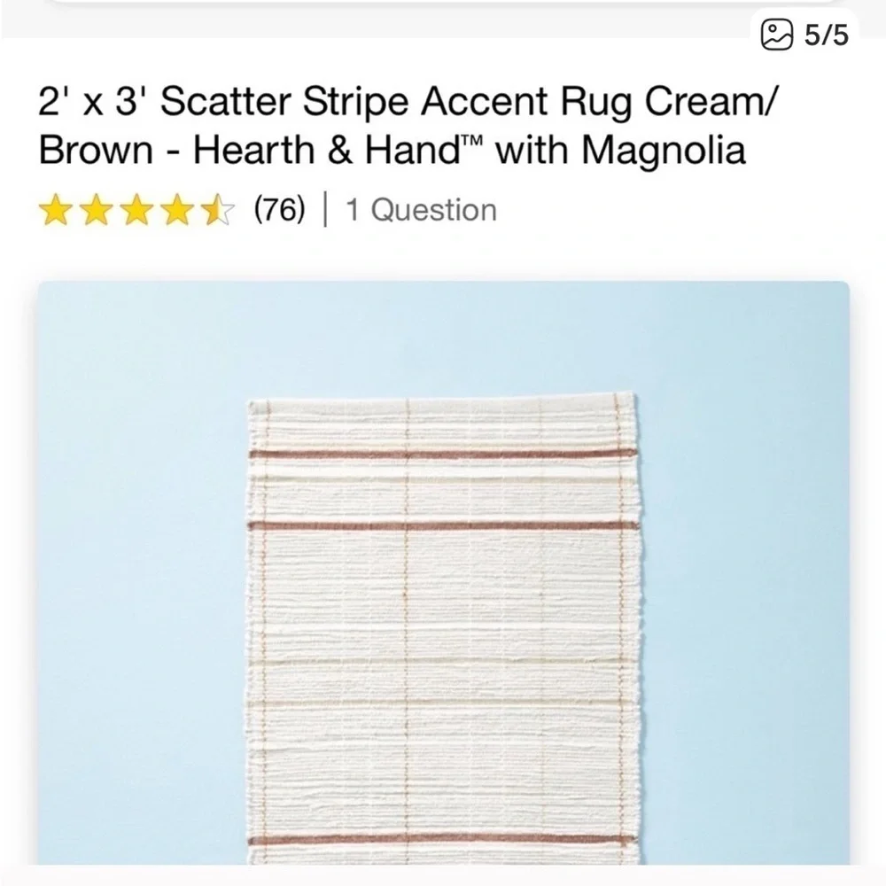 HEARTH & HAND SMALL RUG scatter Strip NWT  brand new